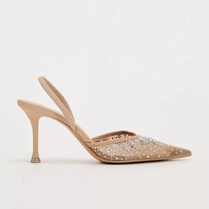 Zara HEELED SHINY MESH SLINGBACKS